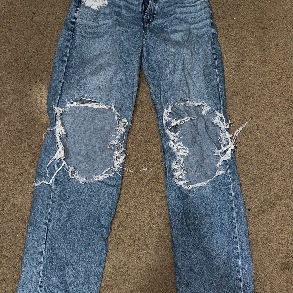 American Eagle Outfitters Ripped Blue Boyfriend Jeans